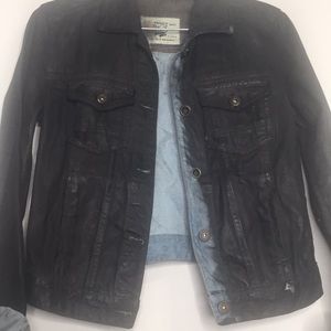 Zara Waxed Denim Jacket Size Small